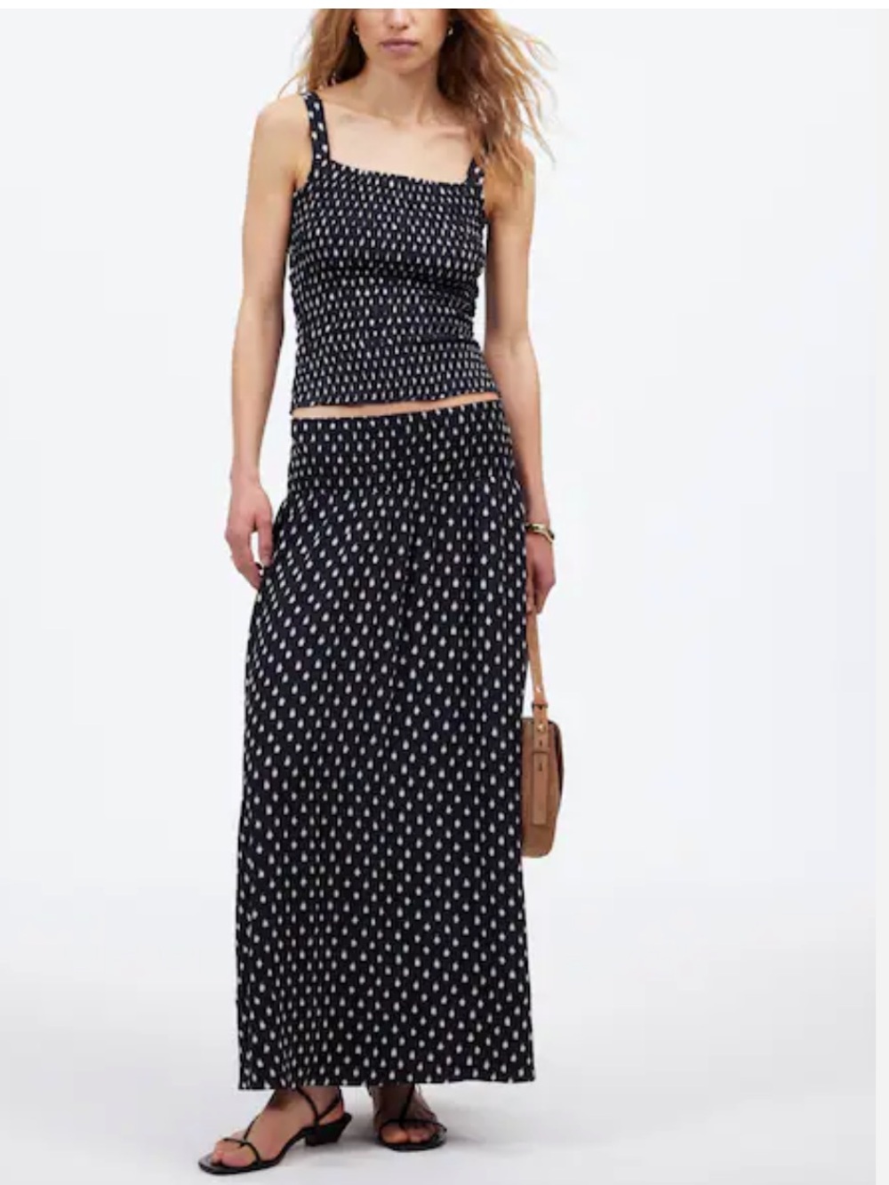 Madewell Smocked-Waist Midi Skirt